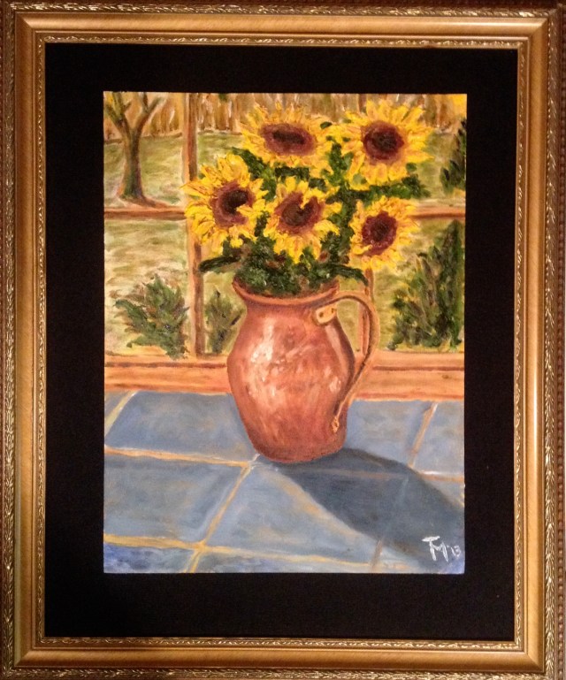 Sunflowers (11/13) [19 x 23 framed, oil on canvas]