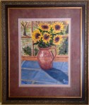 Sunflowers (11/2013) oil on canvas  [21" x 25" as framed]