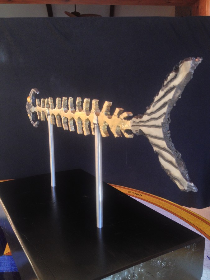 Striped Brass (11 x 15 x 29) Brass and SS with gold leaf ornamentation [Jan 2015]